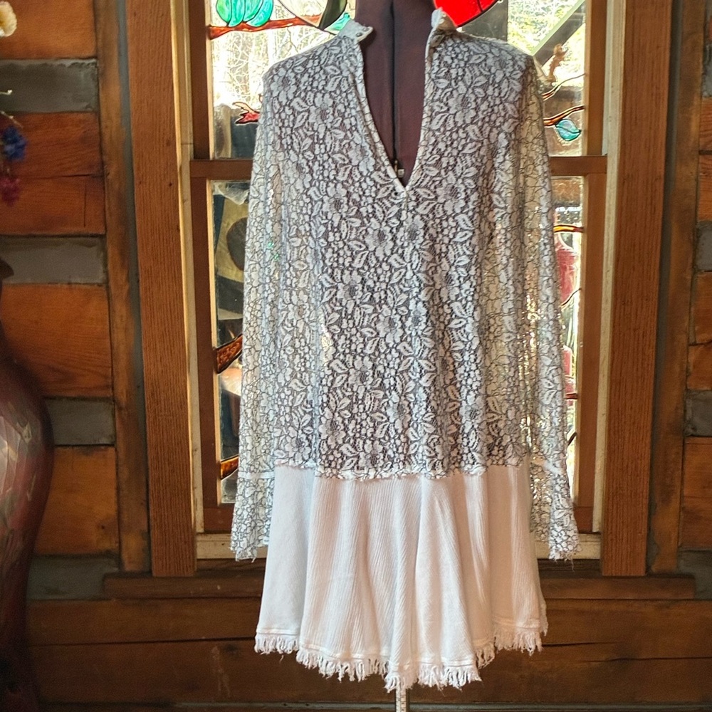 Free People Black and White Lace Tunic - Picture 2 of 9